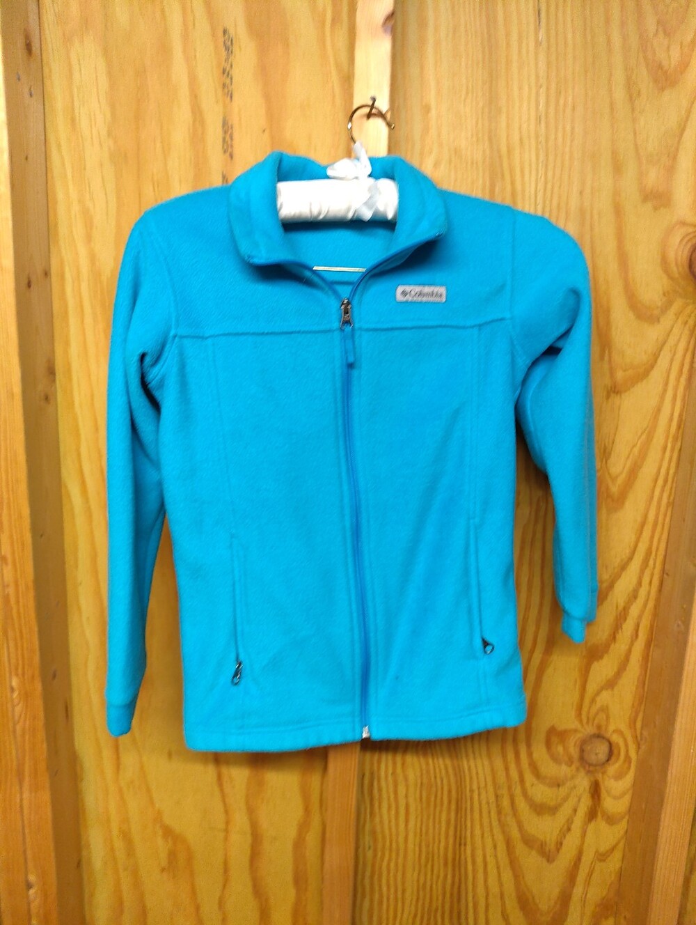 Columbia Girls Medium 10/12 Fleece Jacket Aqua Blue Full Zip Benton Springs WB67